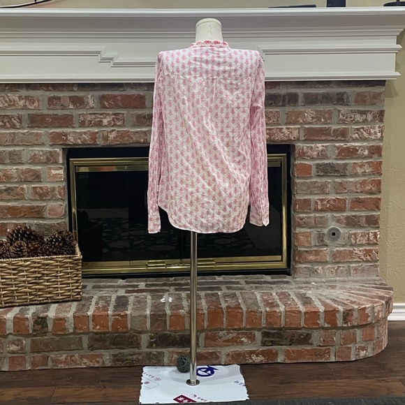 J. Crew leaf print, button up, pink and red blouse / S / Excellent condition - Picture 13 of 14